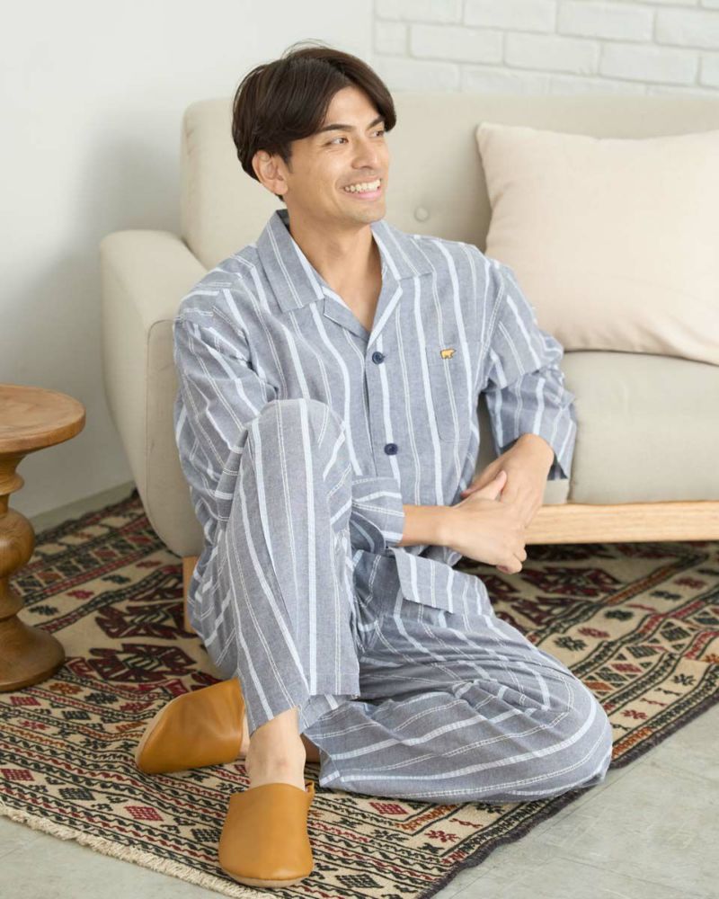 Home Wearサッカーストライプ柄パジャマ | ゴールデンベアストア