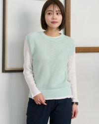メッシュ編みニットベスト
