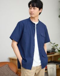 バンドカラー半袖シャツ