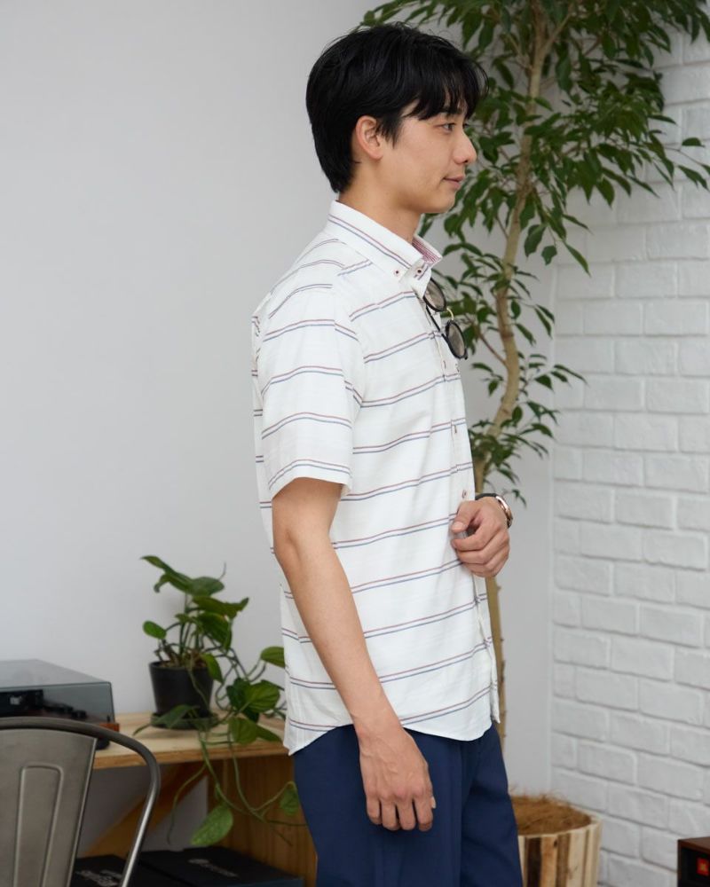 ボーダー半袖シャツ