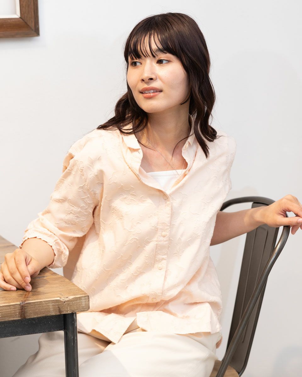 ボタニカル染めジャカードブラウス