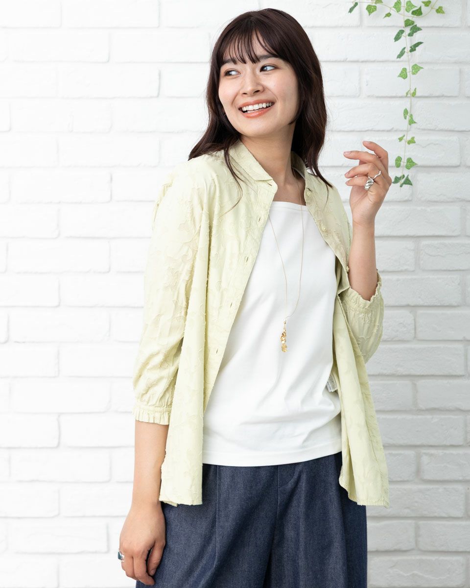 ボタニカル染めジャカードブラウス