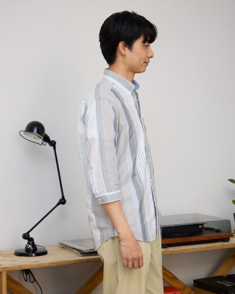 七分袖ストライプシャツ