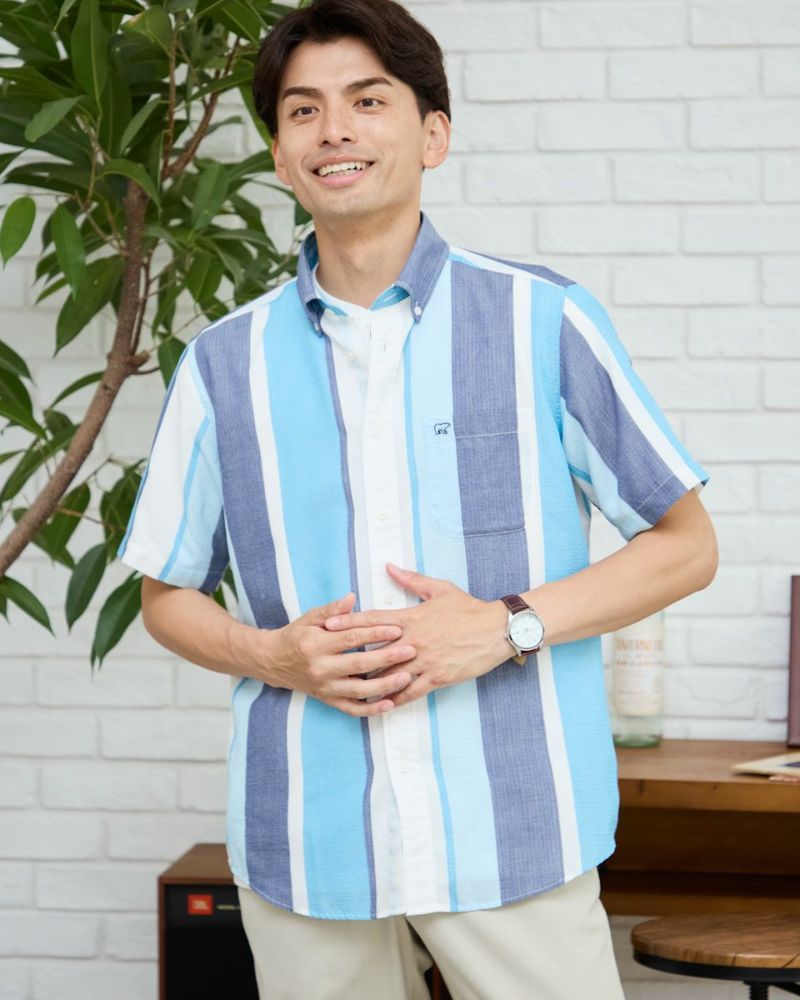 ストライプ半袖シャツ