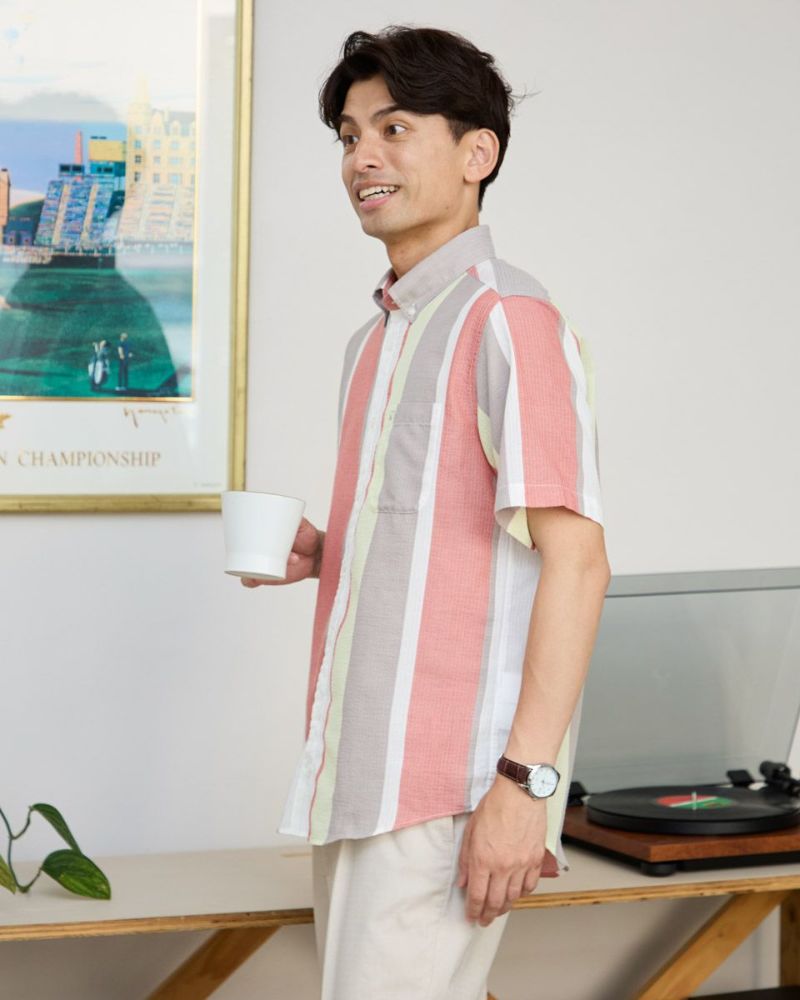 ストライプ半袖シャツ