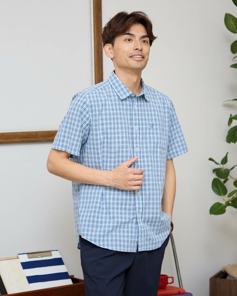 チェック半袖シャツ