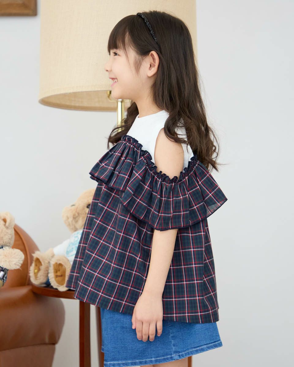 GBチェックオフショルチュニック