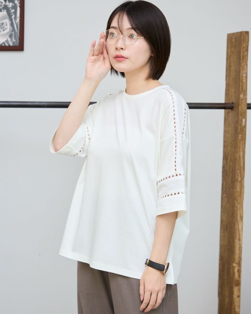 オーガニックコットンレースTシャツ