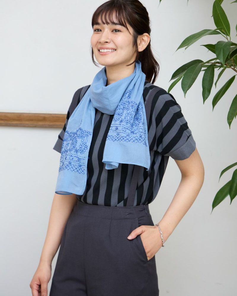 ペイズリー柄刺しゅうストール