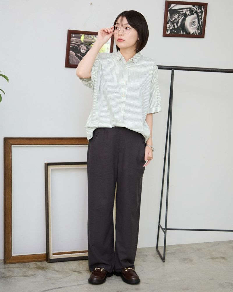 【GOLDEN 】ストライプ cotton and linen-blend Tシャツ Golden Bear麻混ストライプシャツ | ゴールデンベアストア