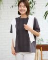 オーガニックコットン切替レースTシャツ