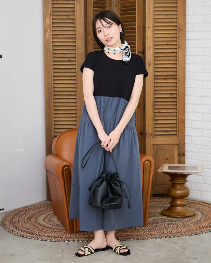 BURBERRYBLUELABEL ストライプシャツドッキングワンピース　フリル ✨極美品✨バーバリーブルーレーベル シャツワンピース フリル