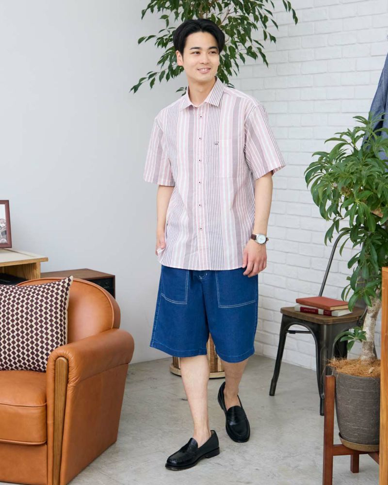 ストライプ半袖シャツ