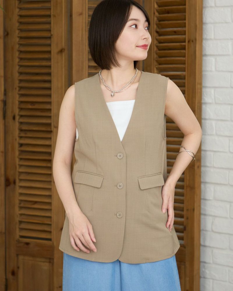 HUGO WÄR ベージュ ジレ セール】 ストレッチトロショートジレ （ベスト）｜allureville