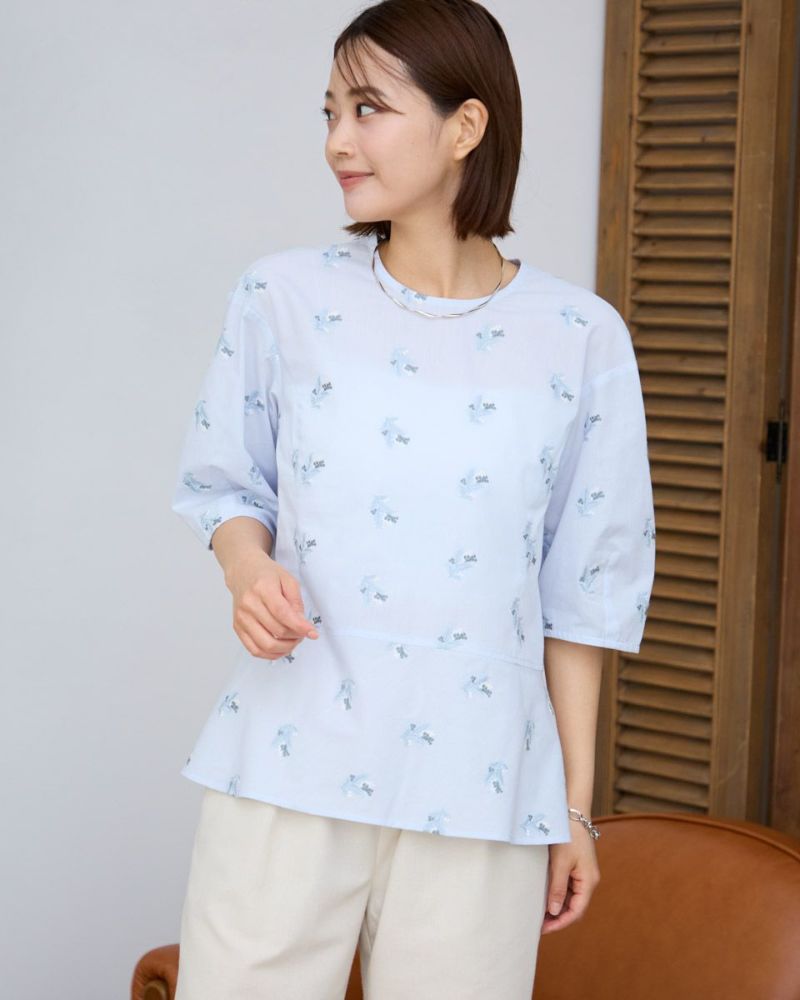 White Label刺しゅう入りラッフルブラウス | ゴールデンベアストア