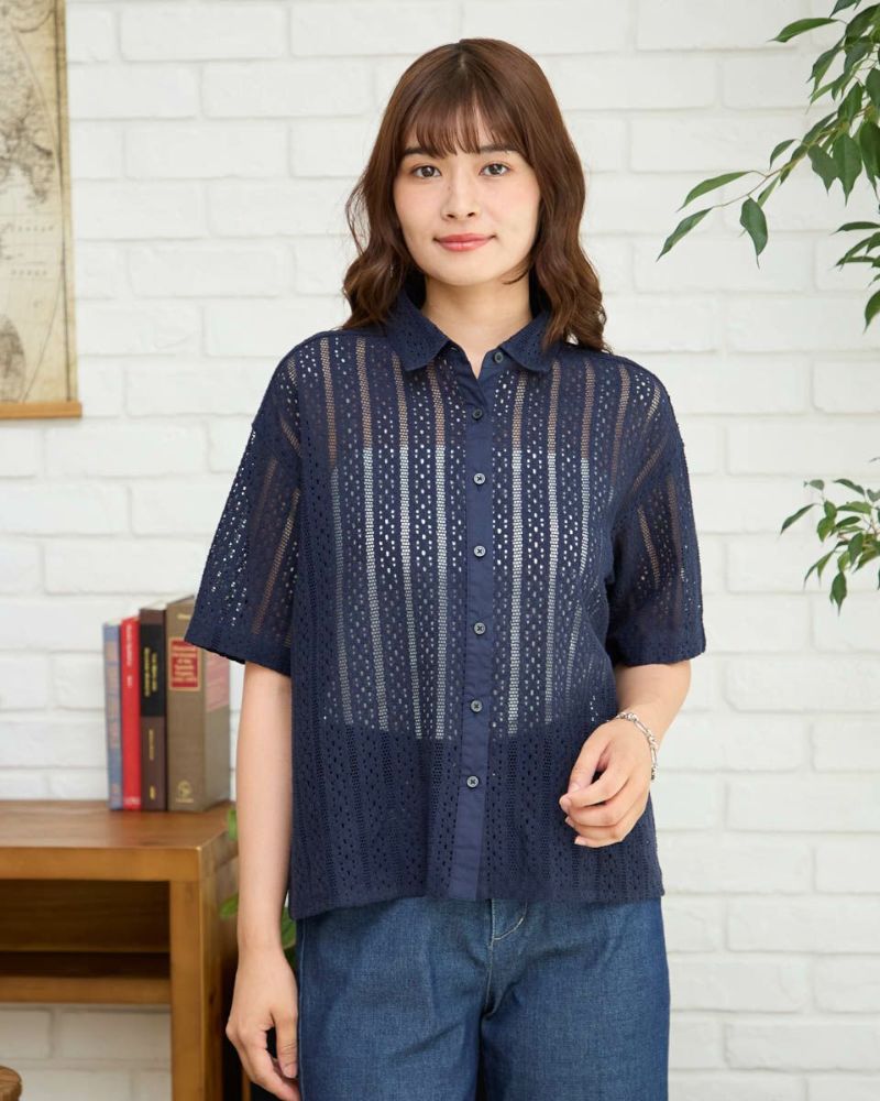 人気 シチリア シャツ レース 透け感 オシャレ 大人 トレンド 19504001.jpg