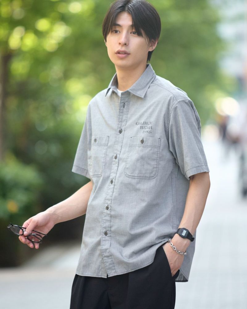 Gurank 金ボタン シャンブレーシャツ