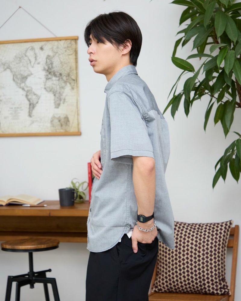 シャンブレー半袖シャツ
