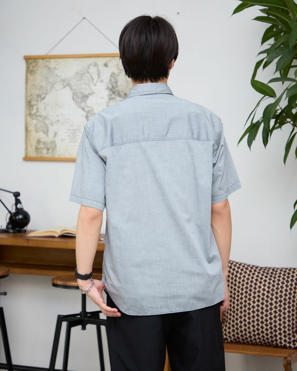 シャンブレー半袖シャツ