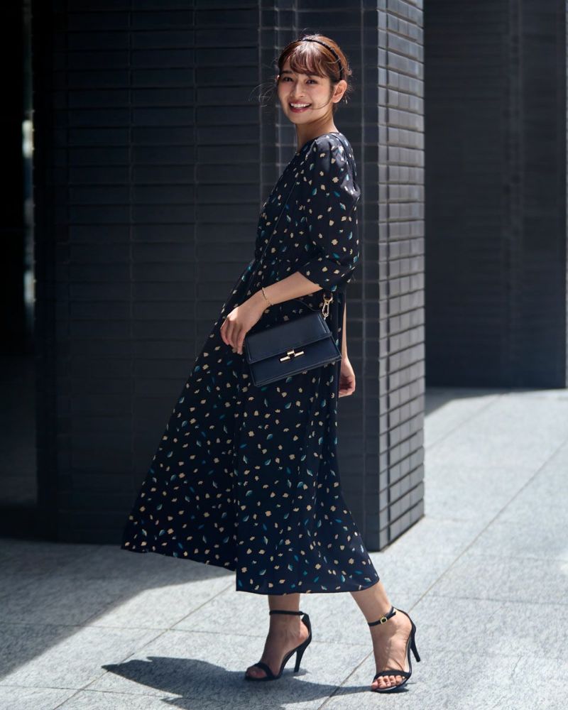 ワンピース3点 パール付きバックレースアップハートドットワンピース