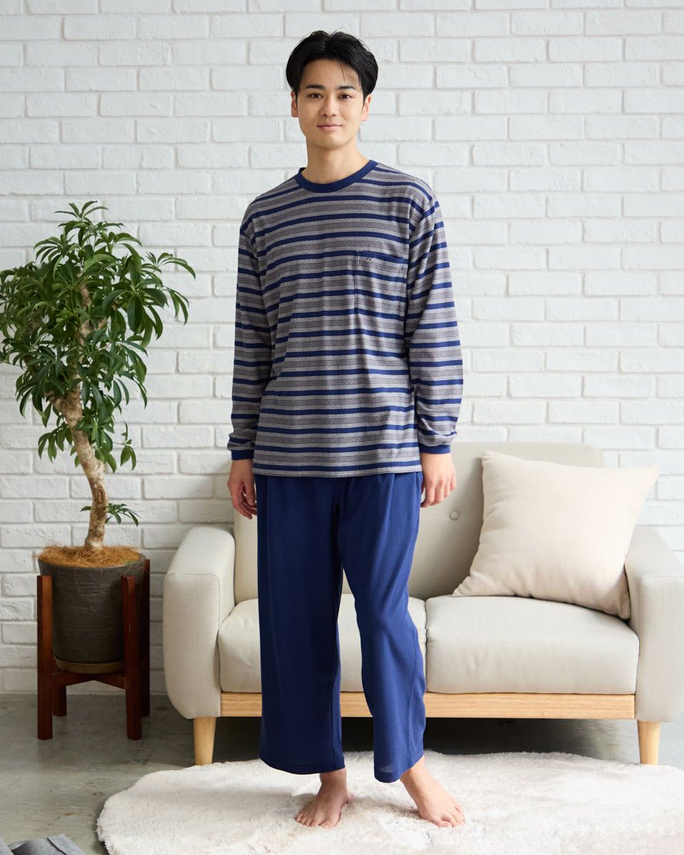 Home Wear梨地ボーダーパジャマ