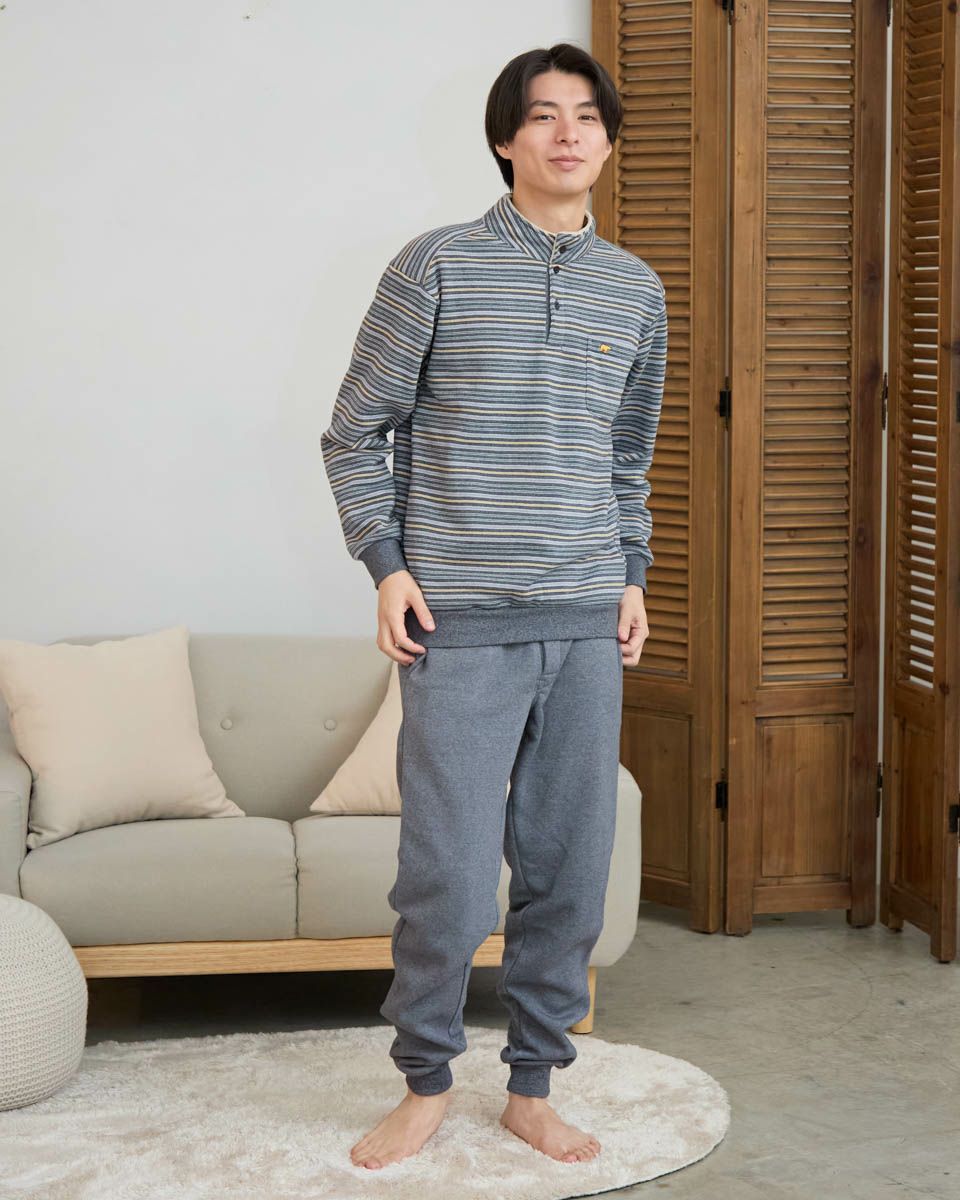 ハイネック起毛ボーダー