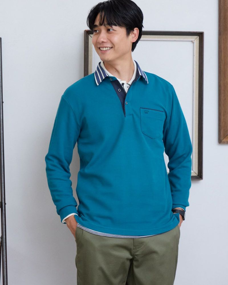 Golden Bear布帛襟長袖ポロシャツ | ゴールデンベアストア