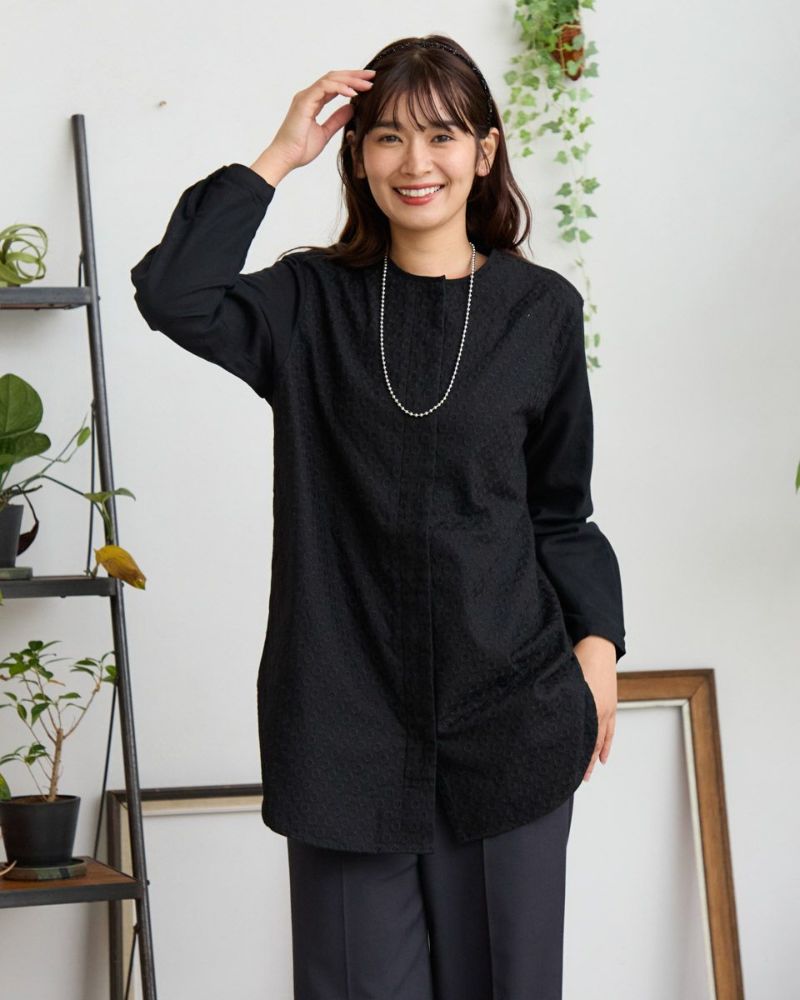 UVカット 5分袖 チュニック トップス 半袖 ロング丈 ゆったり LL 3L 細