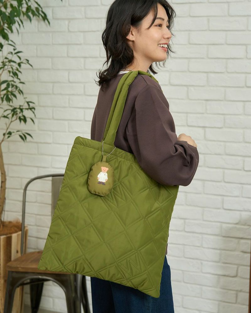 【希少】FORME キルティングトート カーキ 大 White Labelチャーム付キルティングトート | ゴールデンベアストア