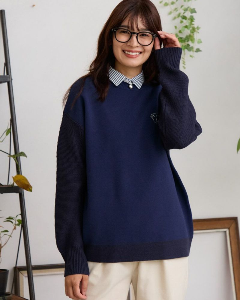 White Labelワンポイント刺しゅうニット | ゴールデンベアストア