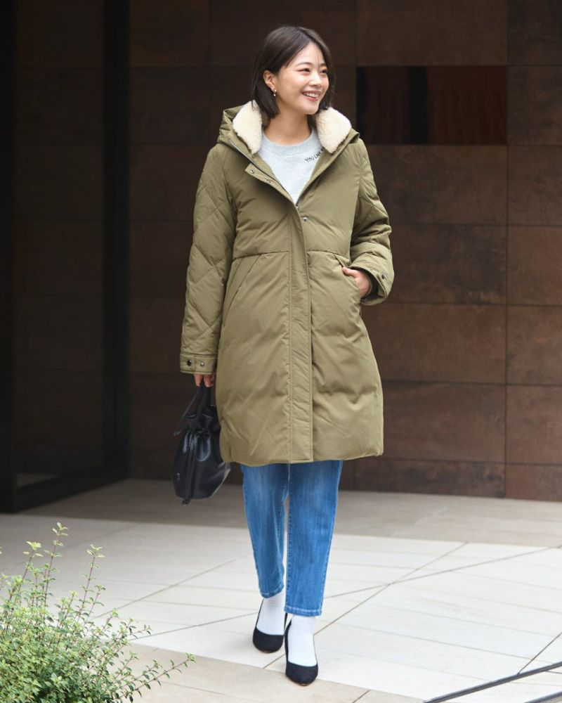 美品Golden Bear ファー フード付きベージュダウンジャケット コート Queen Sizeファー付きダウンコート | ゴールデンベアストア