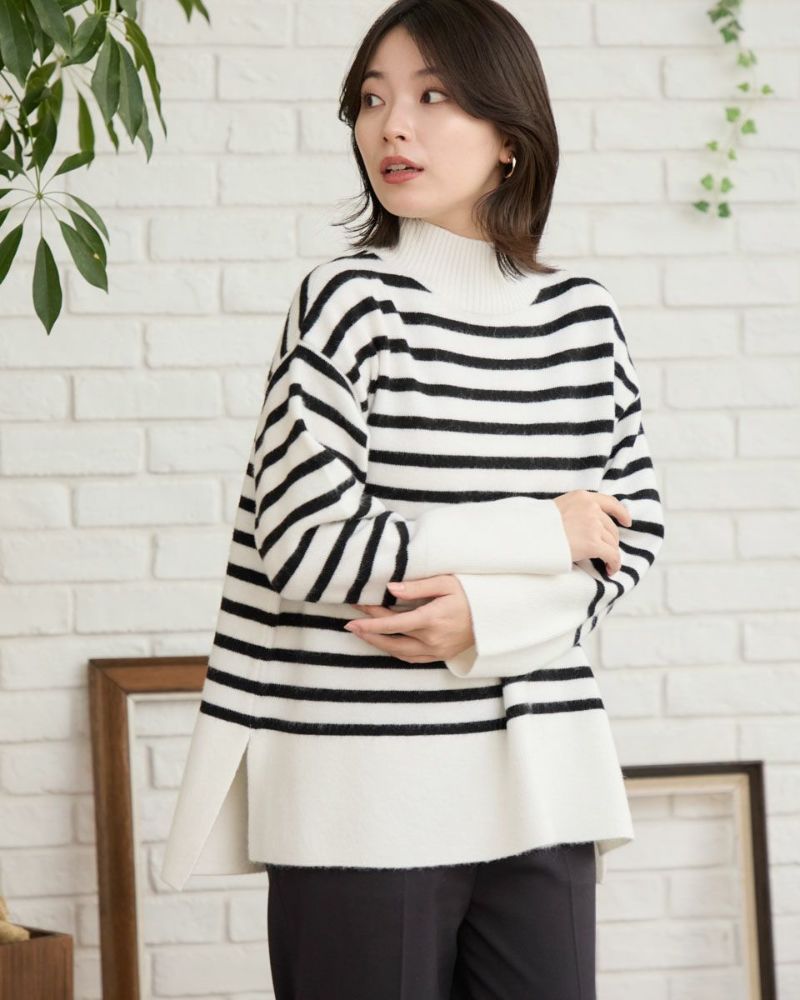 White Labelハイネックボーダープルオーバー | ゴールデンベアストア