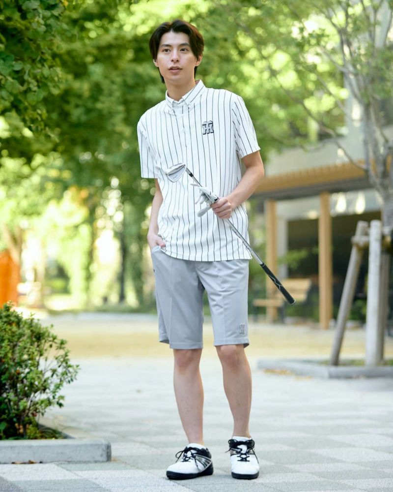 GB GOLFGBGストライプポロシャツ/TIGERSコラボレーション | ゴールデン