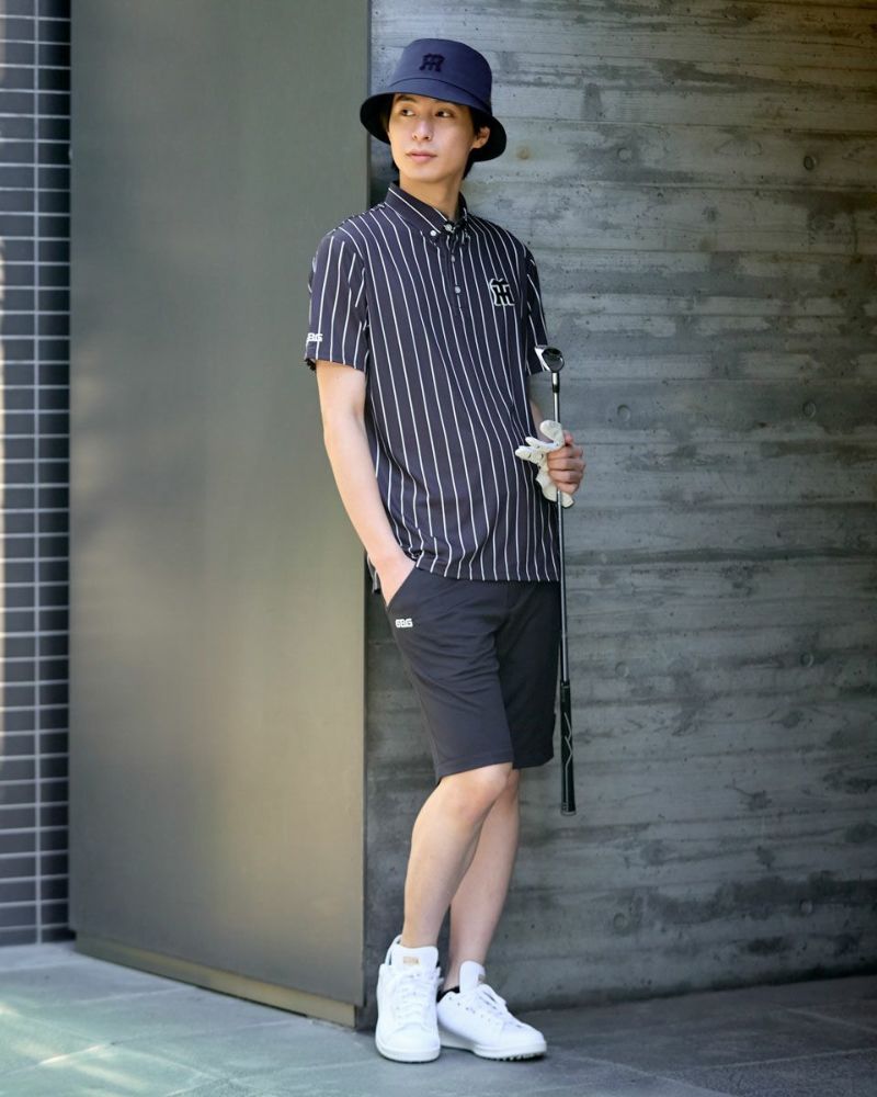 GB GOLFGBGストライプポロシャツ/TIGERSコラボレーション | ゴールデン