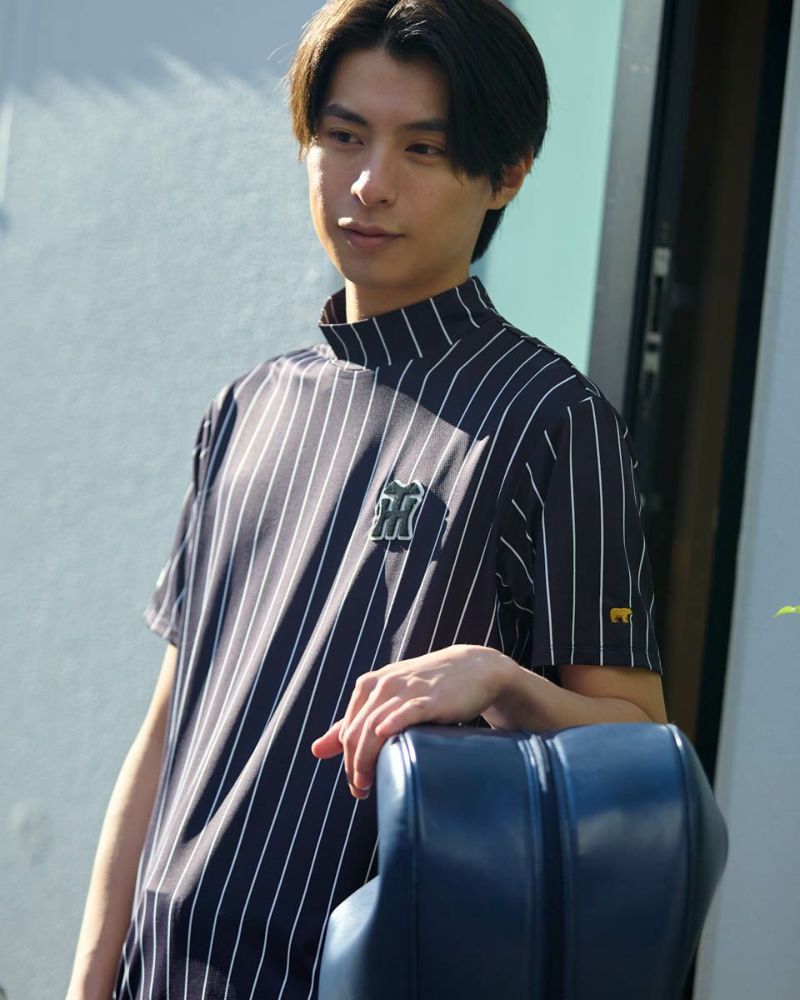 GB GOLFGBGストライプモックネック/TIGERSコラボレーション