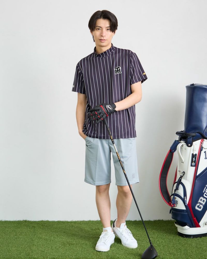 GB GOLFGBGストライプモックネック/TIGERSコラボレーション