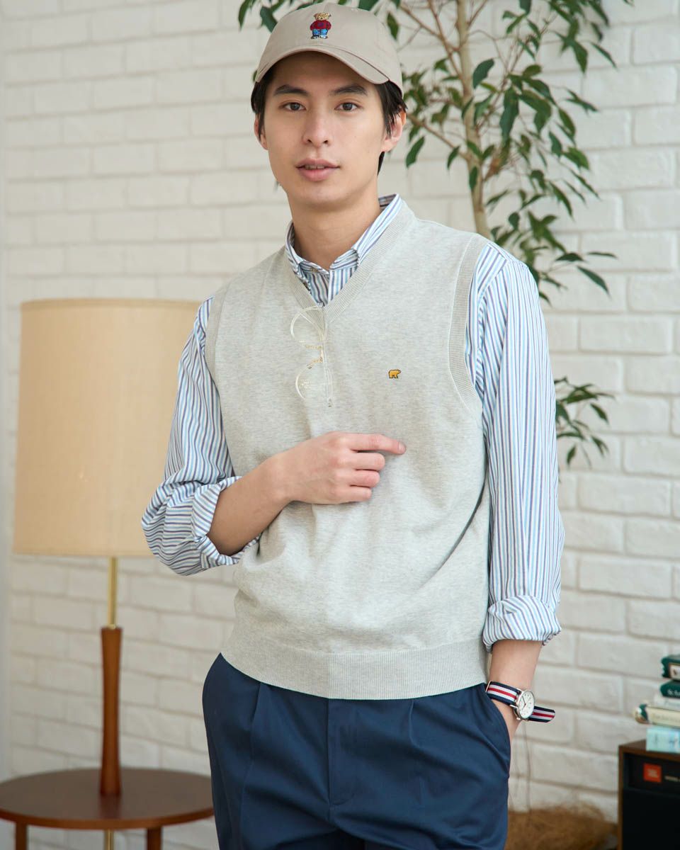 Golden BearVネックニットベスト | ゴールデンベアストア