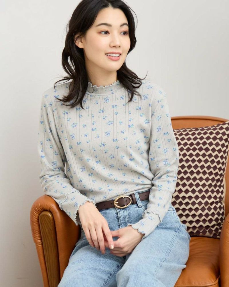 【新品】定価28,600円　刺繍長袖ハイネックカットソー　オフホワイト　13号 レディース 襟デザイン ハイネック カットソー通販 [2002-51210