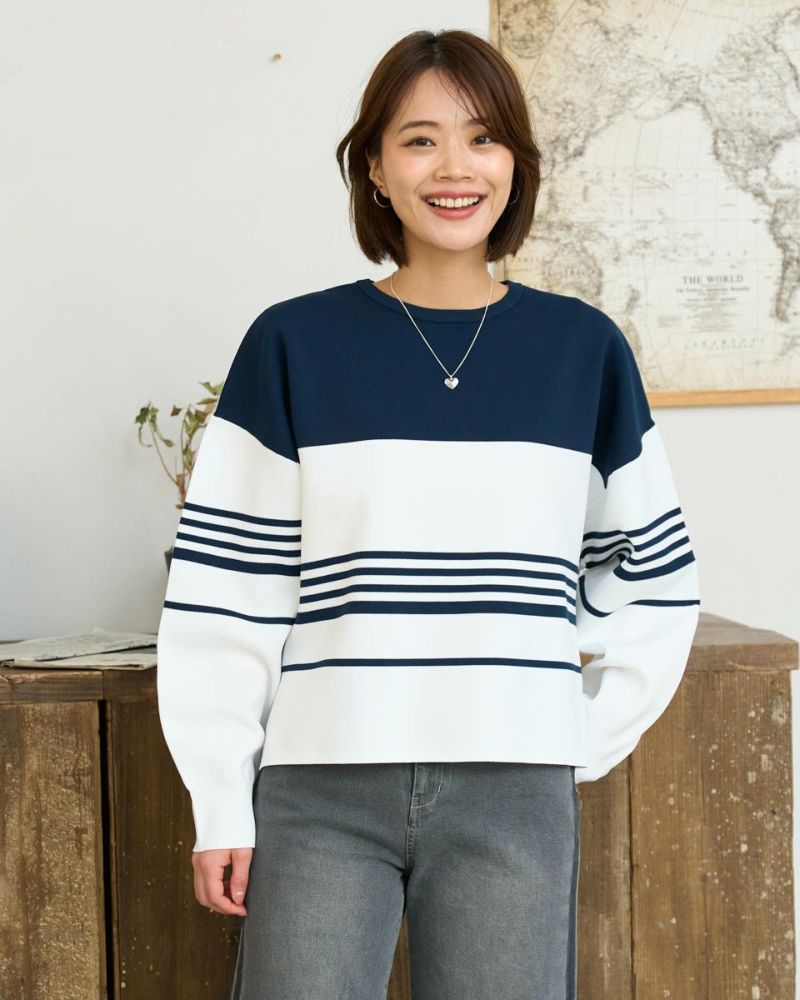 White Labelパネルボーダーニット | ゴールデンベアストア