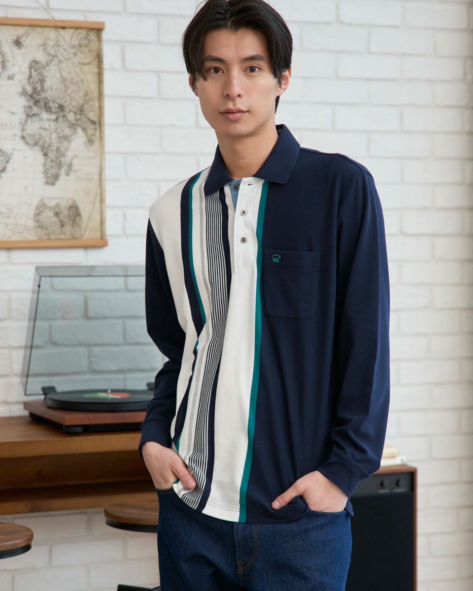 Golden Bear長袖ストライプポロシャツ | ゴールデンベアストア