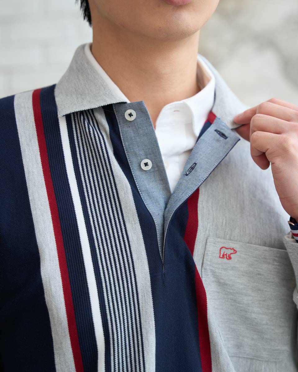 Golden Bear長袖ストライプポロシャツ | ゴールデンベアストア