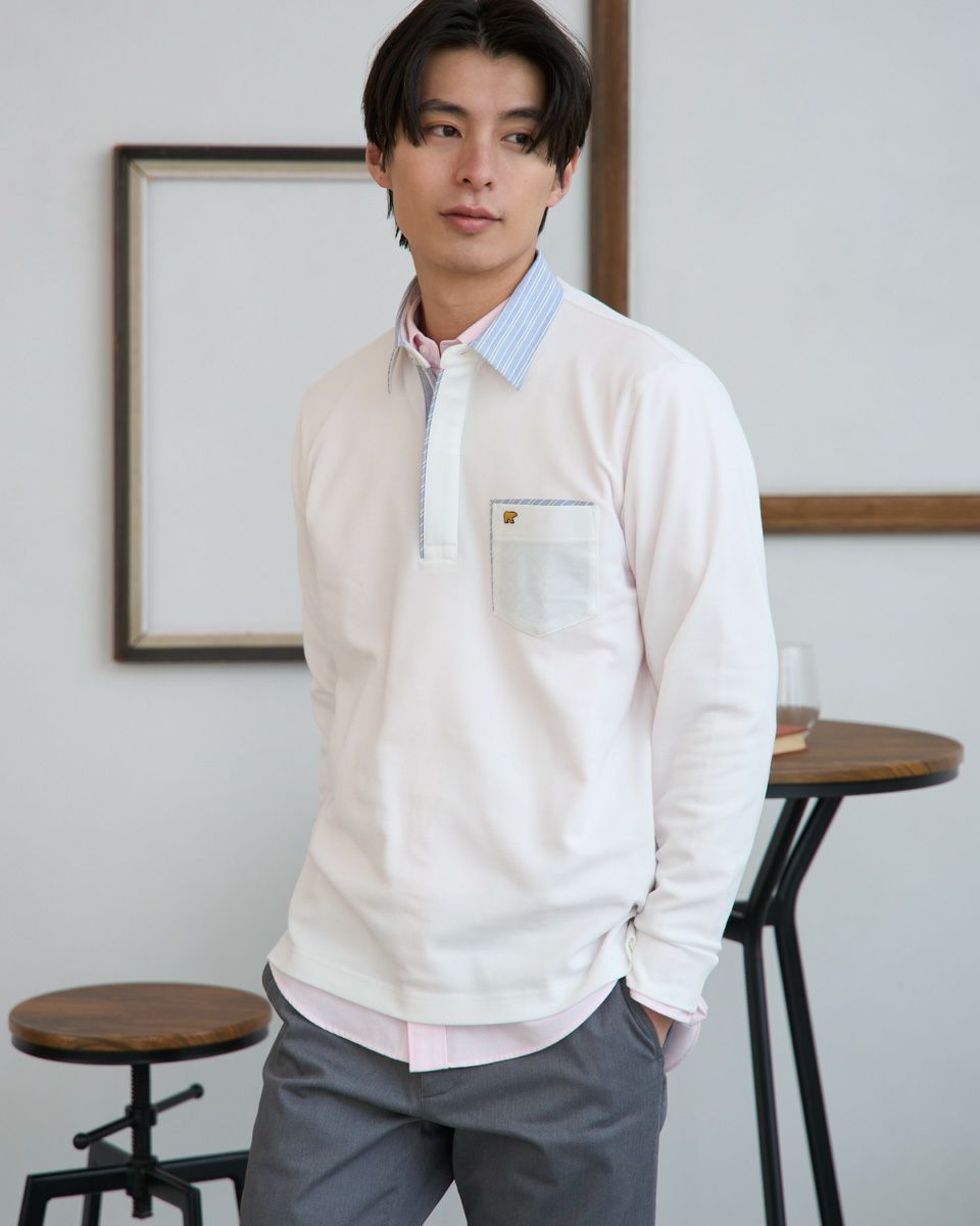 Golden Bear長袖布帛襟ポロシャツ | ゴールデンベアストア
