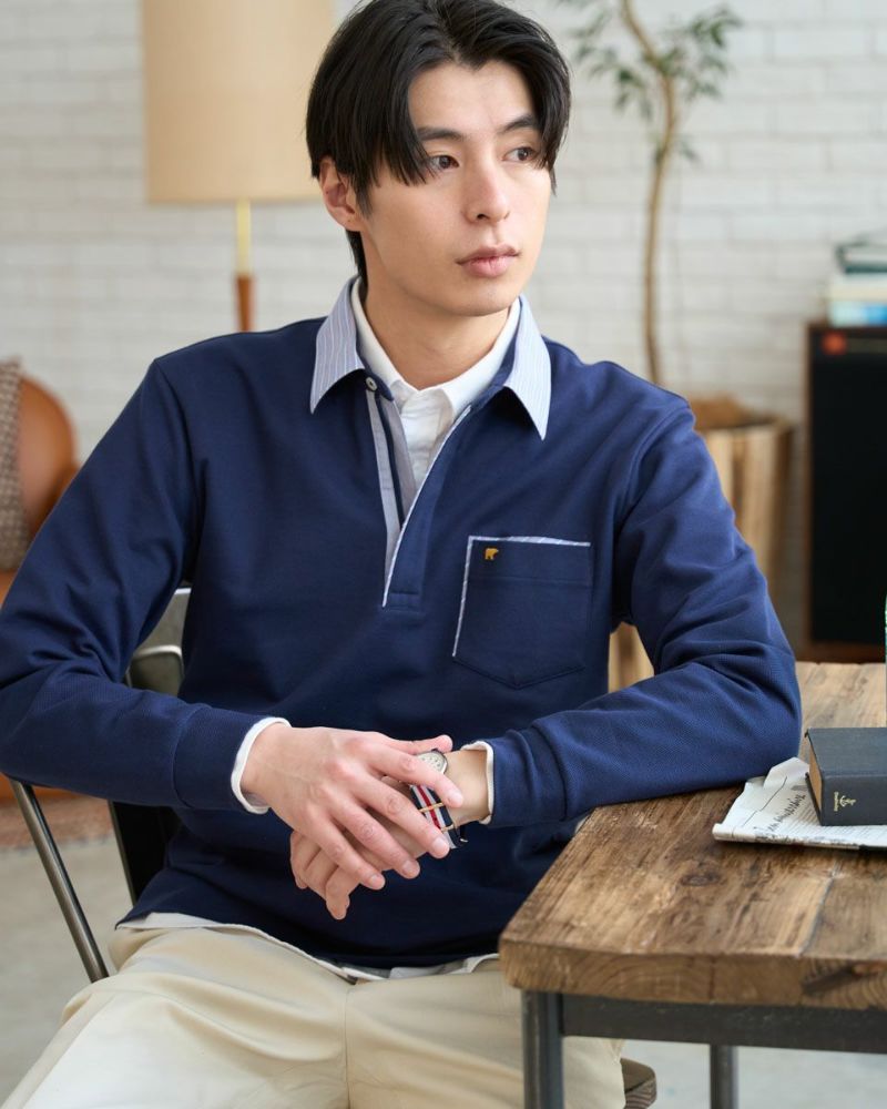 Golden Bear長袖布帛襟ポロシャツ | ゴールデンベアストア