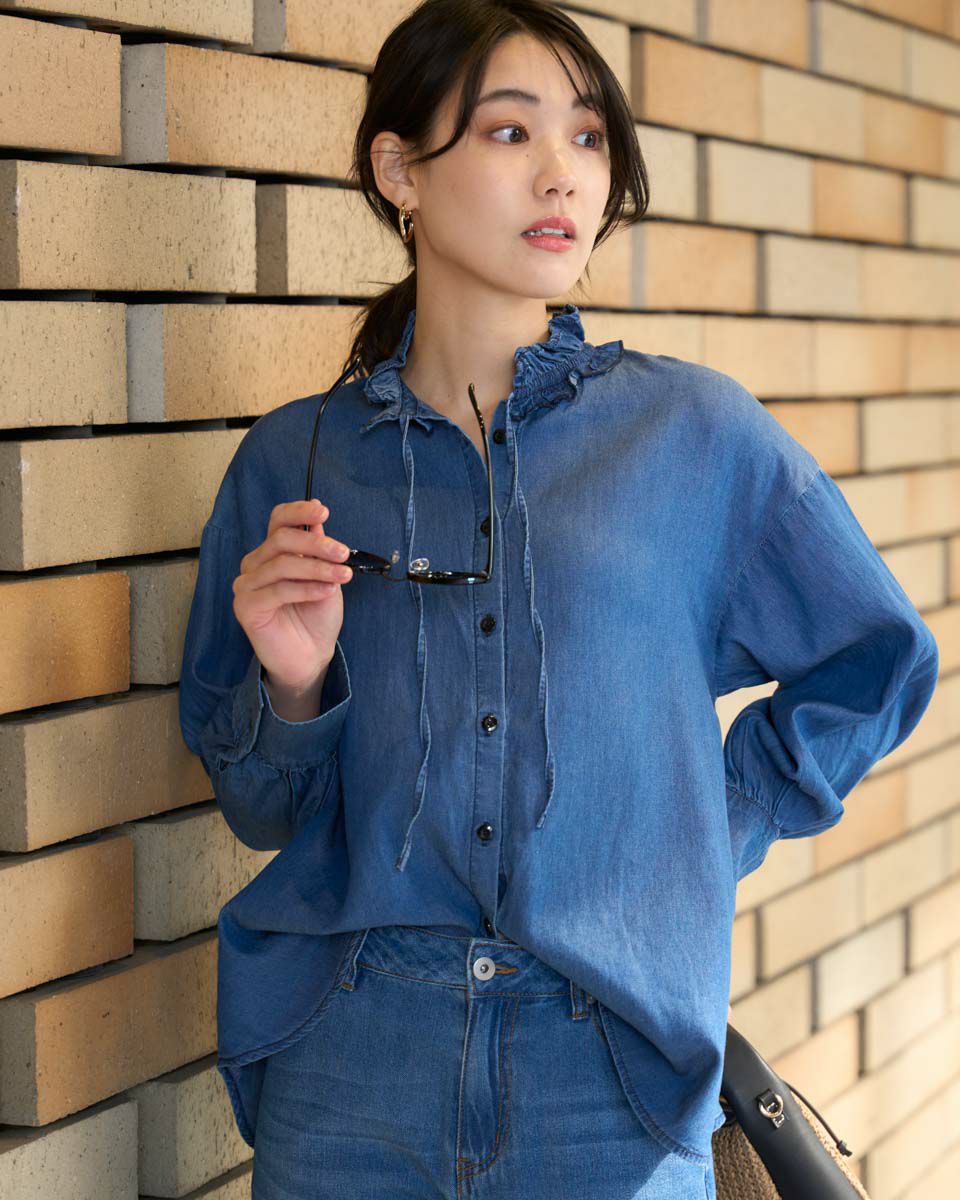 White Label【先行販売】フリルデニムシャツ | ゴールデンベアストア