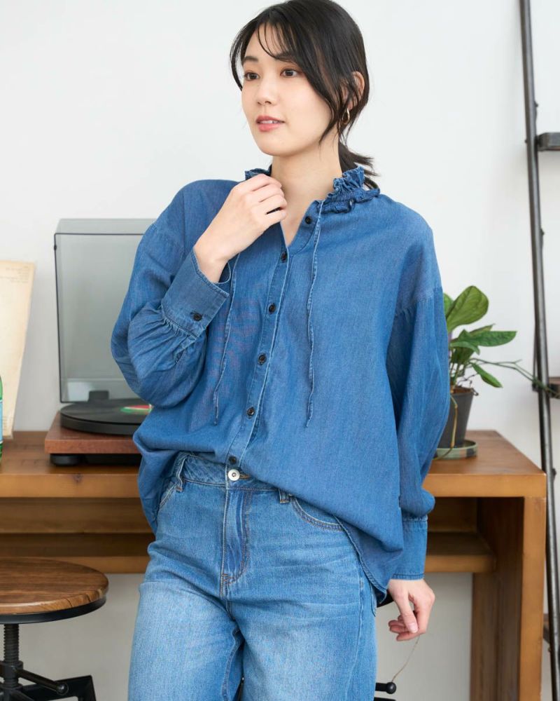 White Label【先行販売】フリルデニムシャツ | ゴールデンベアストア