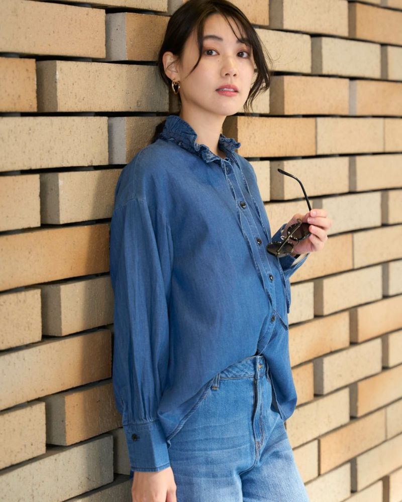 White Label【先行販売】フリルデニムシャツ | ゴールデンベアストア